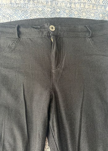 Düğmeli siyah antrasit arası Kadın tayt pantolon - Görsel 2