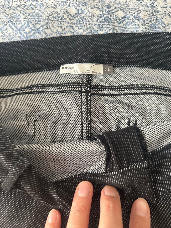 Düğmeli siyah antrasit arası Kadın tayt pantolon - Görsel 4