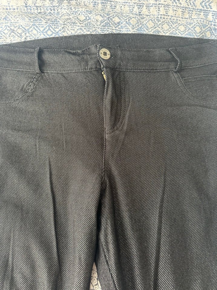 Düğmeli siyah antrasit arası Kadın tayt pantolon - Görsel 2