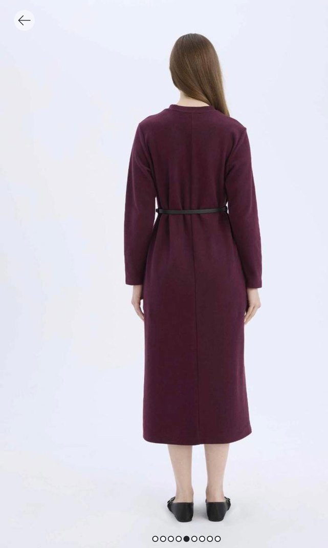 Bordo Triko Elbise - Görsel 5