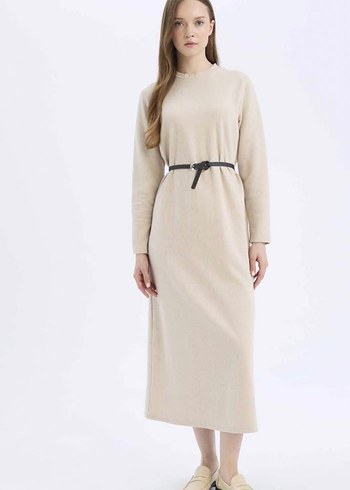 Bej Kadın Triko Elbise - Görsel 3