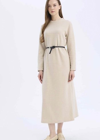 Bej Kadın Triko Elbise - Görsel 2