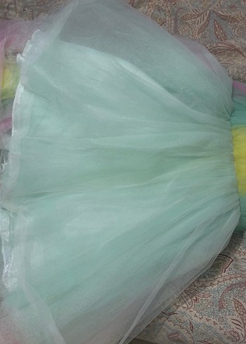 Kız Çocuk Çok Renkli Drapeli Tütülü elbise - Görsel 2