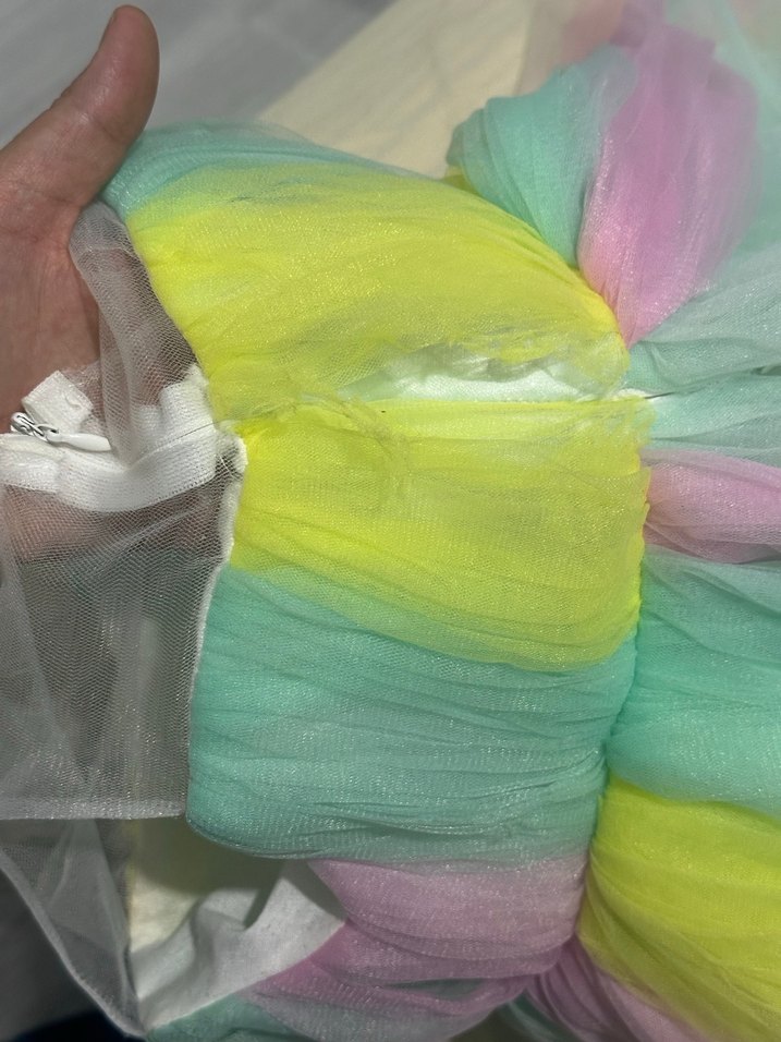 Kız Çocuk Çok Renkli Drapeli Tütülü elbise - Görsel 3