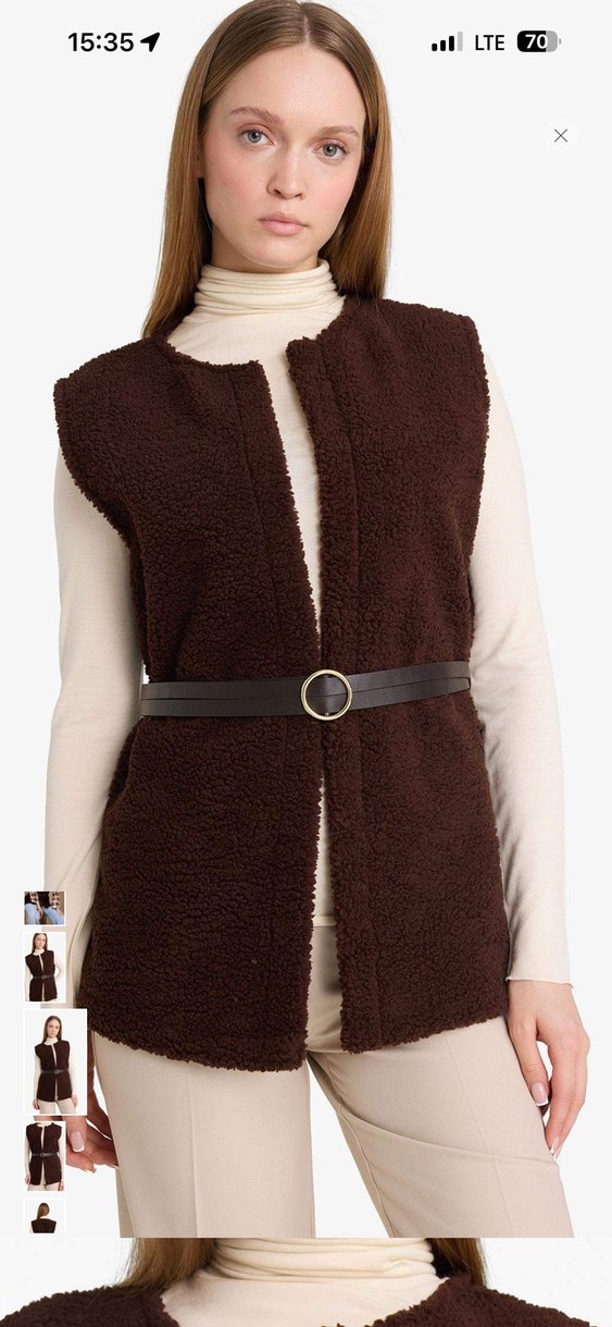 Kahverengi Kemerli Kadın Yelek - Görsel 2