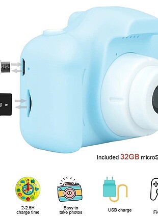 Çocuk Kamerası Video ve Fotoğraf Mikrofonlu 8 GB SD Kart Hediyel