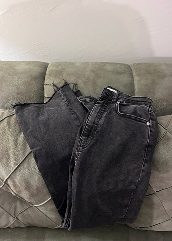 34 Beden Gri Regular Fit Midi Kot Pantolon