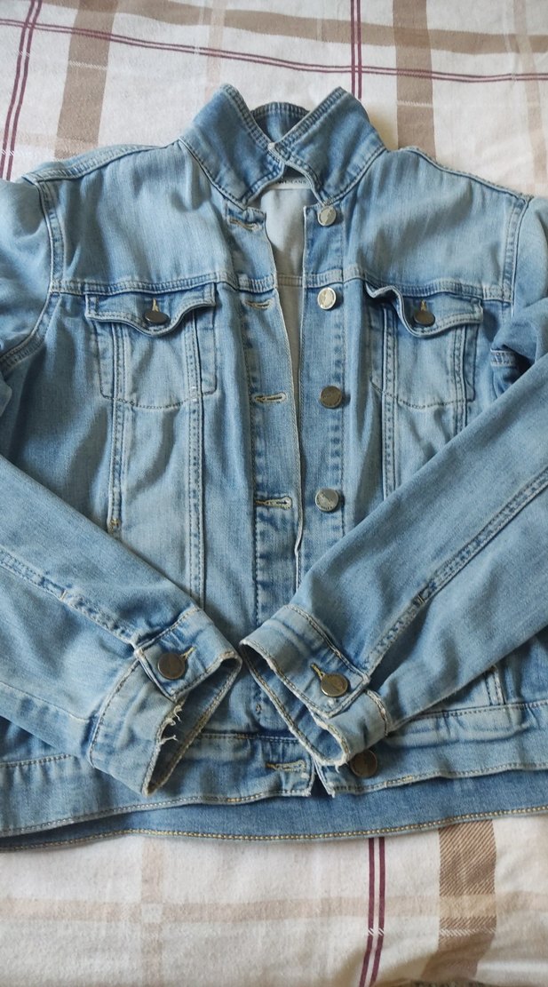 Düğmeli Mavi Kadın Denim Ceket - Görsel 2