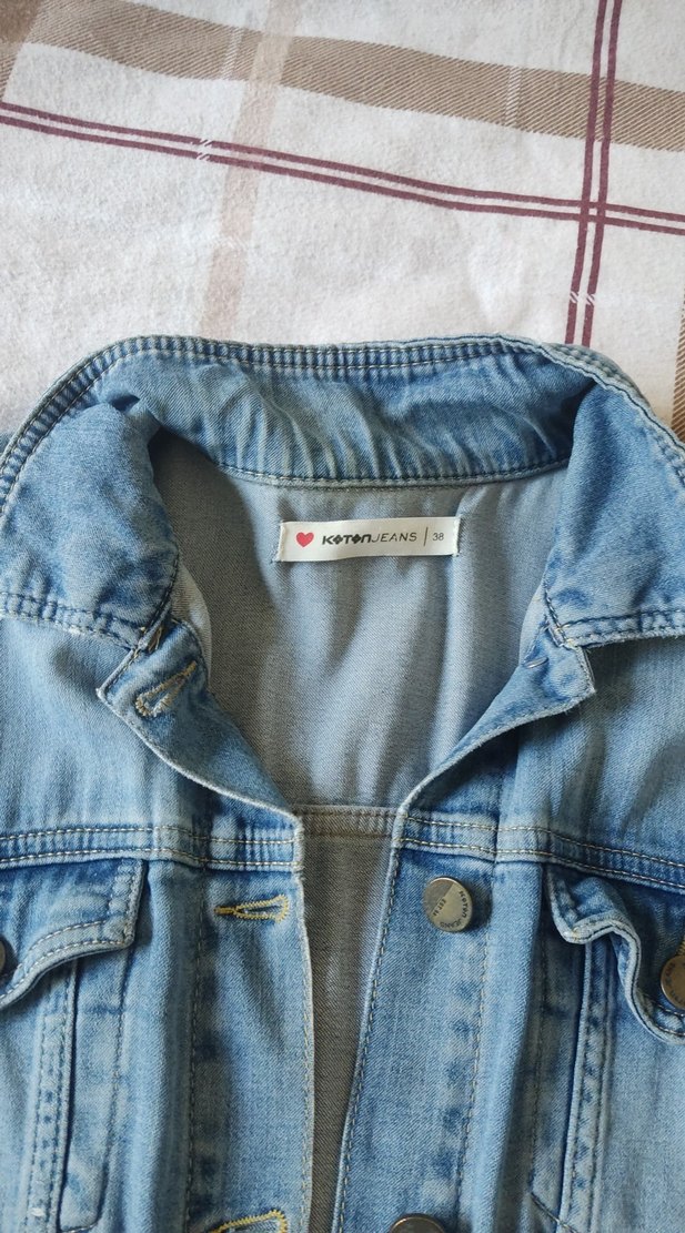 Düğmeli Mavi Kadın Denim Ceket - Görsel 3