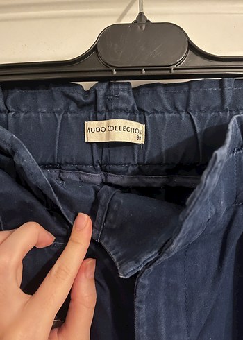 Mudo Kadın Lacivert Bel Detaylı Bol Kesim Kot Pantolon