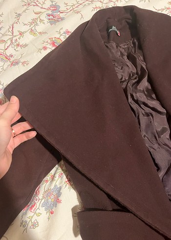 Zara Bordo Kemerli Kadın Kaşe Kaban