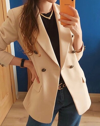 Krem rengi blazer ceket
