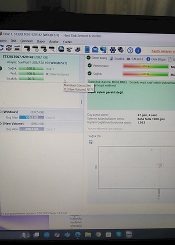  Beden Seagate %100 sağlıklı 320GB 2.5