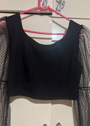 s Beden Dantel Detaylı Siyah Gotik Bluz