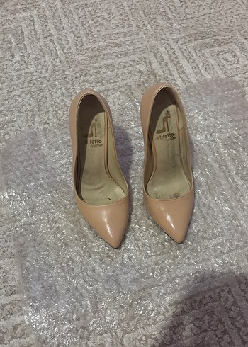 36 Beden Bej Süet Topuklu Kadın Stiletto