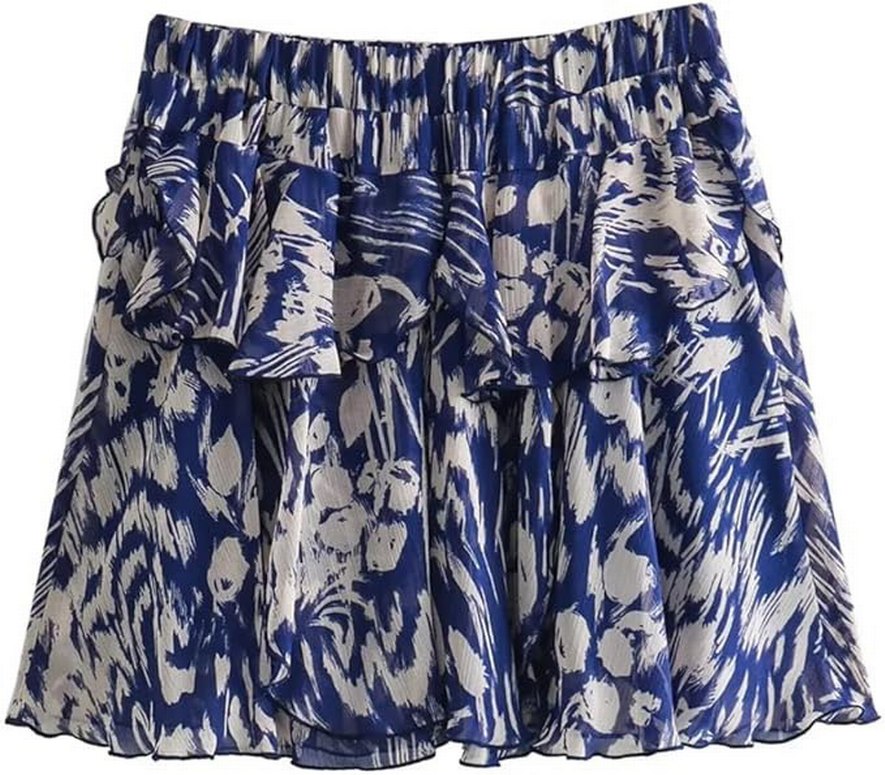 Zara Desenli Fırfırlı Mini Etek - Görsel 2