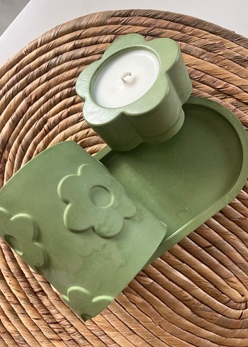 Doğal Soya Yeşil Mum ve Mumluk Seti - Görsel 4