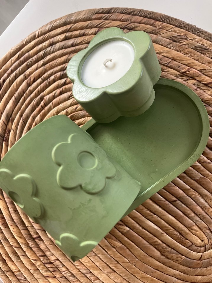 Doğal Soya Yeşil Mum ve Mumluk Seti - Görsel 4