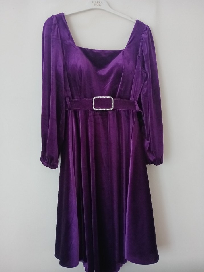 Mor Kadın Uzun Elbise Kemerli zara - Görsel 4