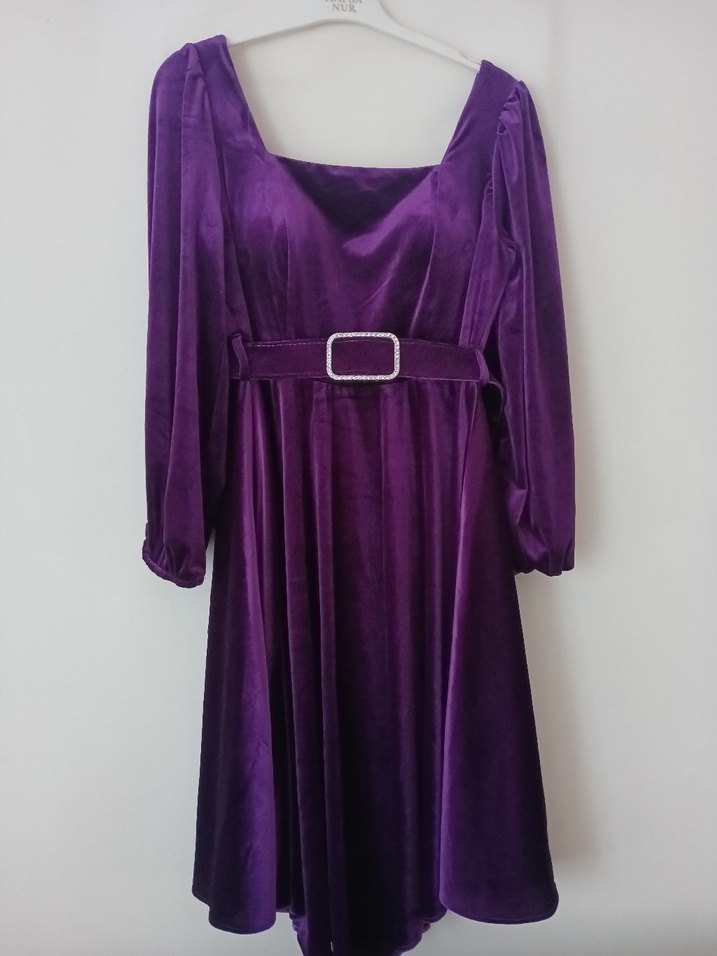 Mor Kadın Uzun Elbise Kemerli zara - Görsel 5