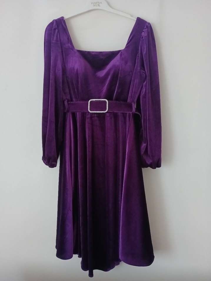 Mor Kadın Uzun Elbise Kemerli zara - Görsel 3