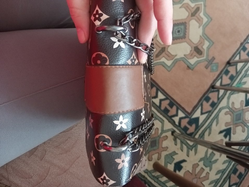 Zincir Detaylı Kahverengi Deri Kadın Çanta - Görsel 5