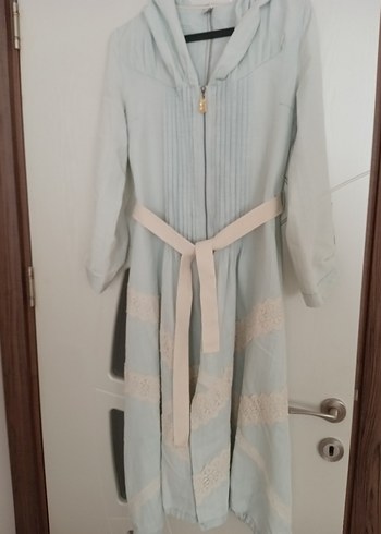 Bej Uzun Kollu Vintage Bohem Kadın Sabahlık - Görsel 5