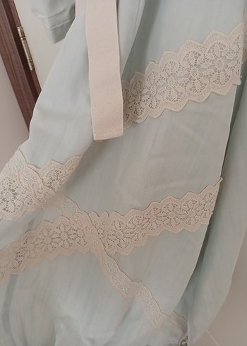 Bej Uzun Kollu Vintage Bohem Kadın Sabahlık - Görsel 6