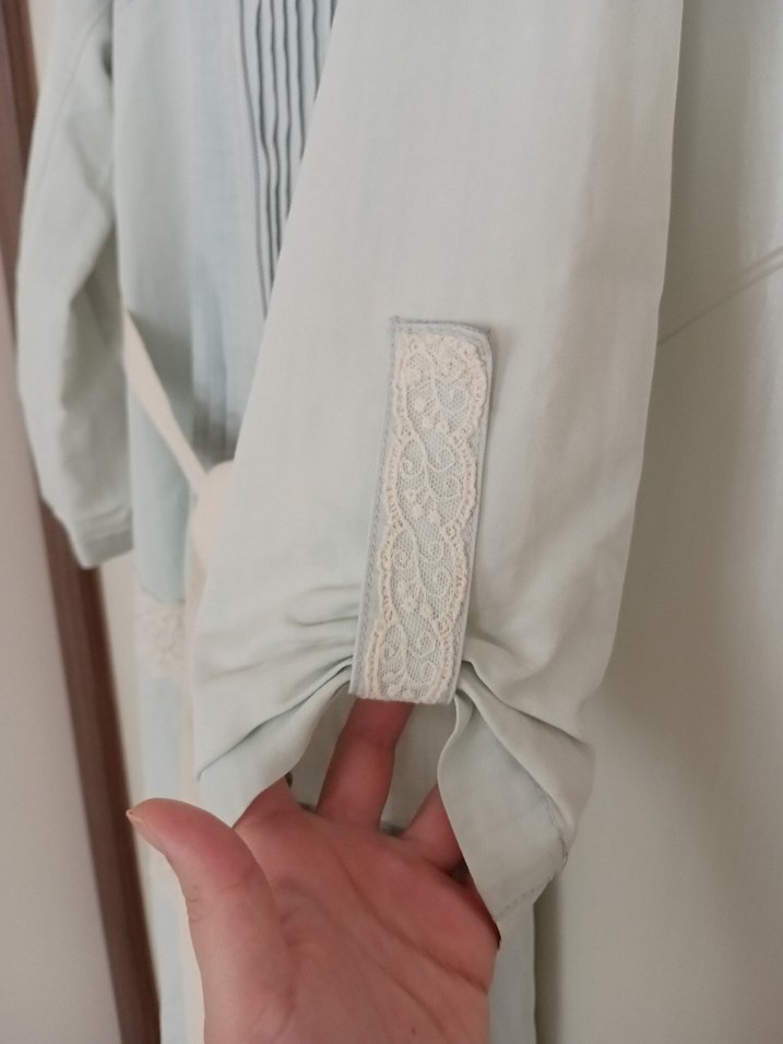 Bej Uzun Kollu Vintage Bohem Kadın Sabahlık - Görsel 3