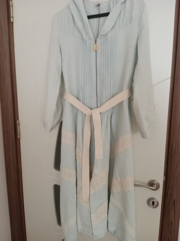 Bej Uzun Kollu Vintage Bohem Kadın Sabahlık - Görsel 5