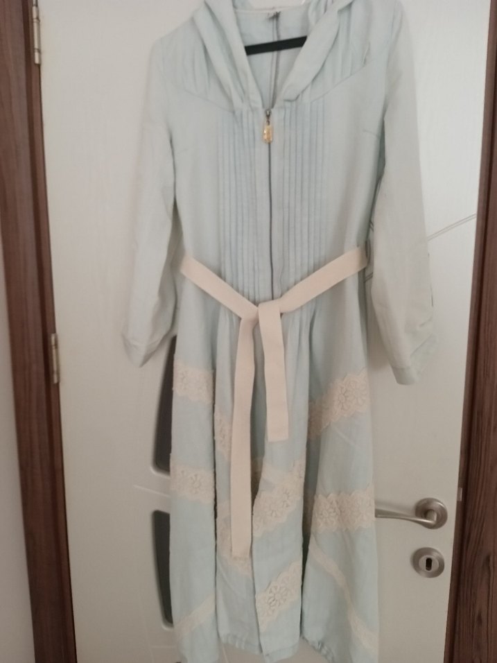 Bej Uzun Kollu Vintage Bohem Kadın Sabahlık - Görsel 2