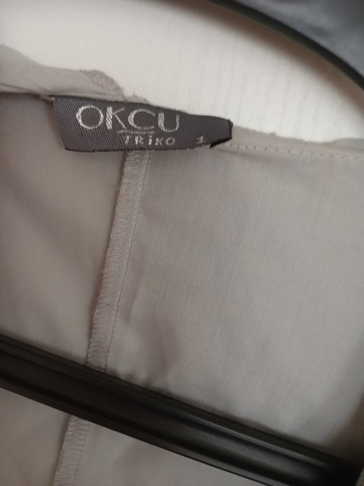 Gri Uzun Keten Hamile Ceketi - Görsel 3