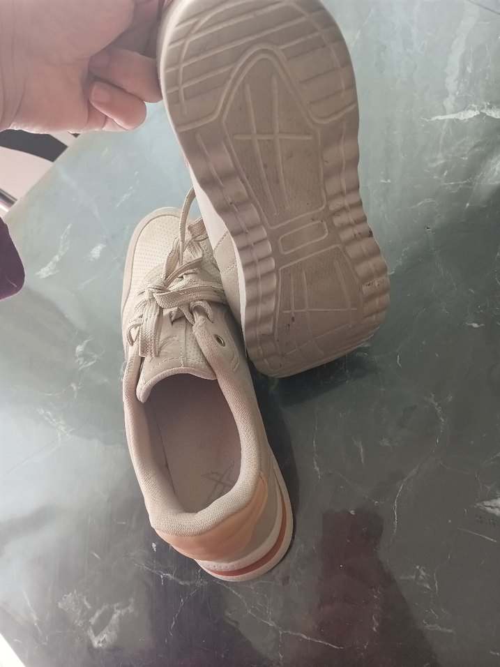 Bej Bağcıklı Kadın Sneakers - Görsel 5