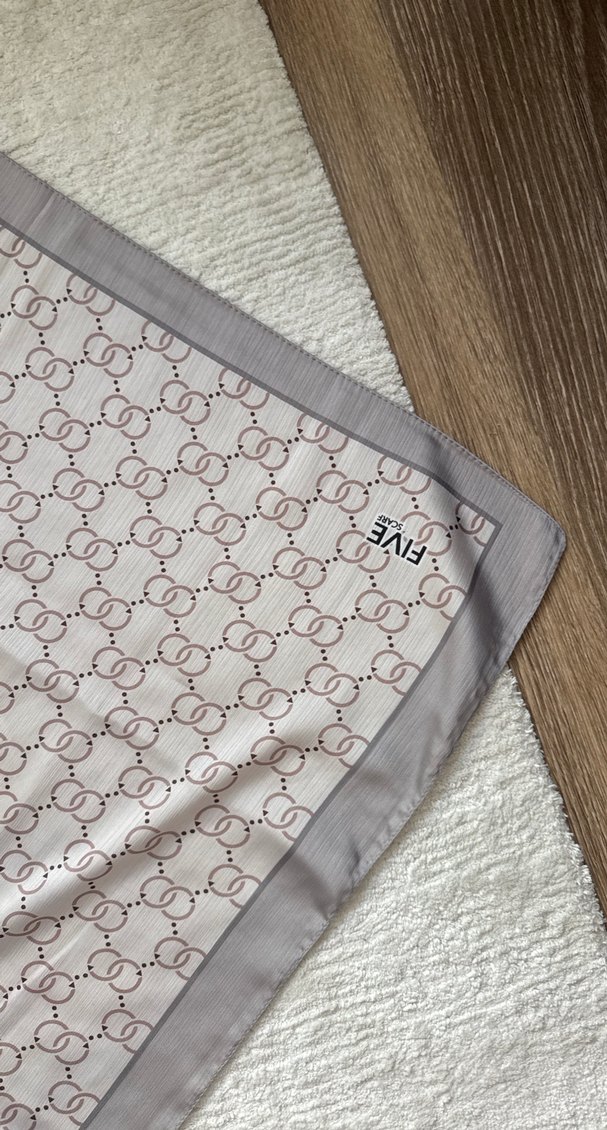 Gri bej five scarf şal - Görsel 4