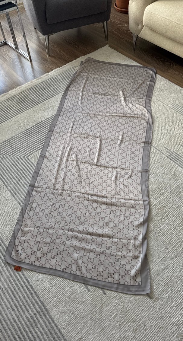 Gri bej five scarf şal - Görsel 2
