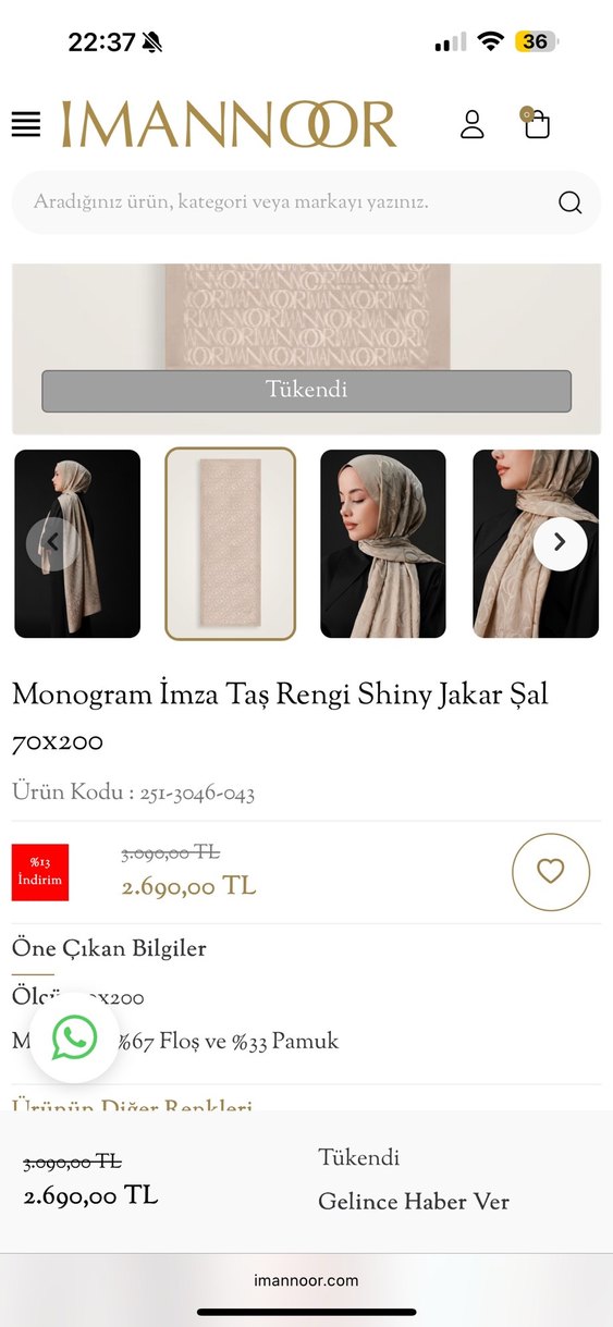 İmannoor taş rengi kadın şal Shiny serisi - Görsel 2