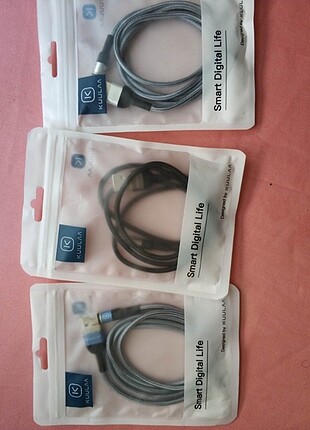  Kuulaa 1 metre Ledli Micro USB Mıknatıslı Şarj Kablosu(3 adet