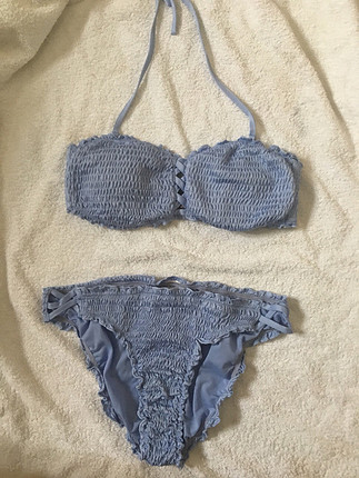 Diğer 2 defa giyildi bebe mavisi bikini takımı penye çok yumoş