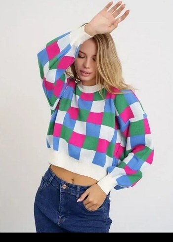 Trendyol Kareli Kadın Kazak - Görsel 6