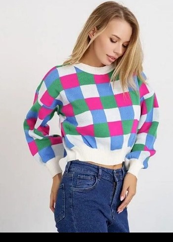 Trendyol Kareli Kadın Kazak - Görsel 7