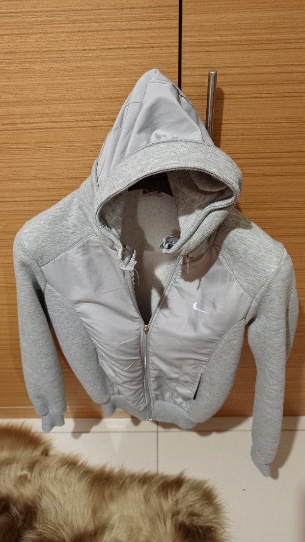 Gri Fermuarlı Yüksek Yakalı Kadın Ceket - Görsel 2