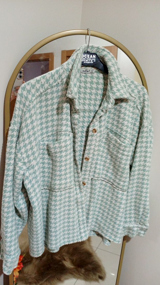 düğmeli kaşe gömlek - Görsel 5