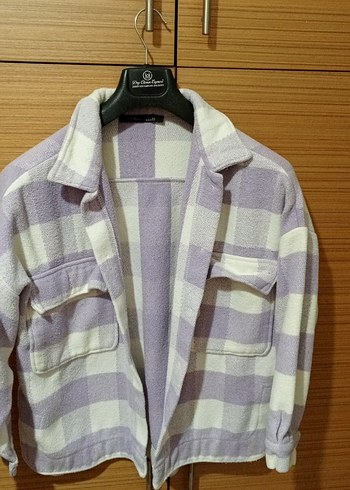 Mor Ekose Düğmeli Bershka Gömlek - Görsel 2