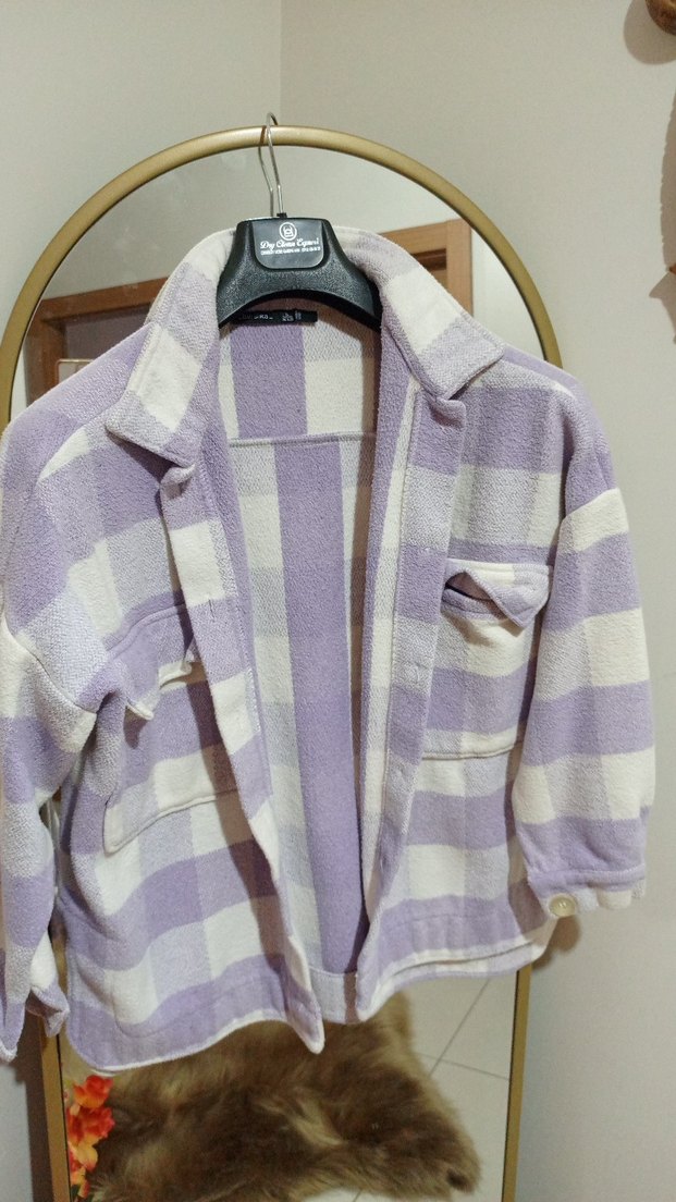 Mor Ekose  Düğmeli Bershka Gömlek - Görsel 3