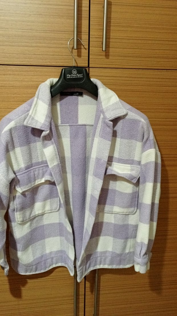 Mor Ekose  Düğmeli Bershka Gömlek - Görsel 2