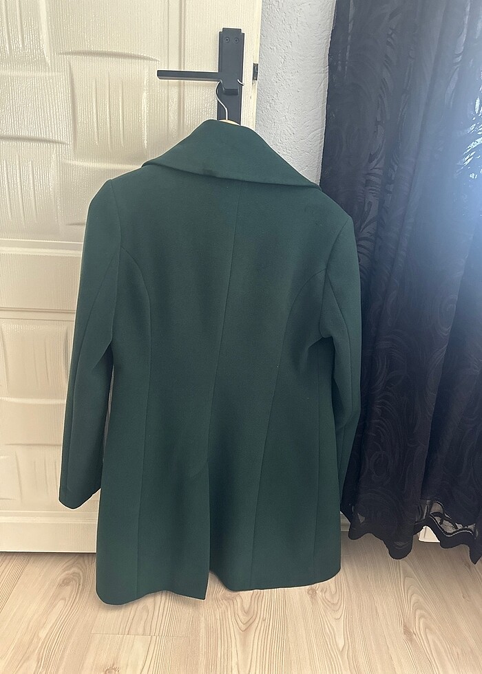 Yeşil uzun kaşe kaban - Görsel 2