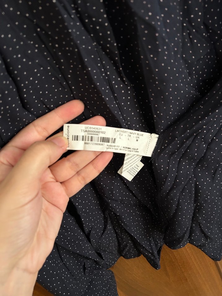 Düğmeli Uzun Kollu Lacivert Kadın Gömlek - Görsel 3