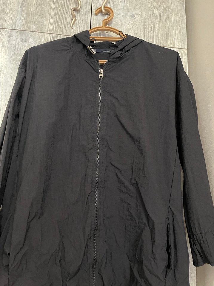 Kadın Siyah Uzun Keten Yağmurluk rüzgarlık - Görsel 2