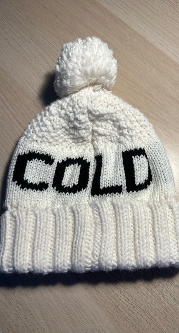 Beyaz Örgü Kadın Bere mavi marka - Görsel 2