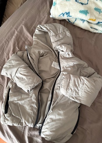 Gri Kapüşonlu Midi Mont - Görsel 2